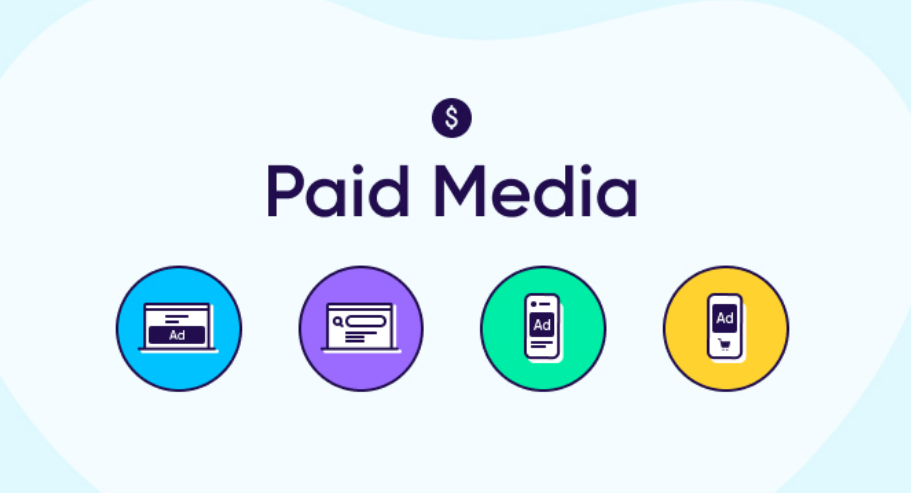 Infographic on strategies for using paid media to boost business growth and organic search rankings.
